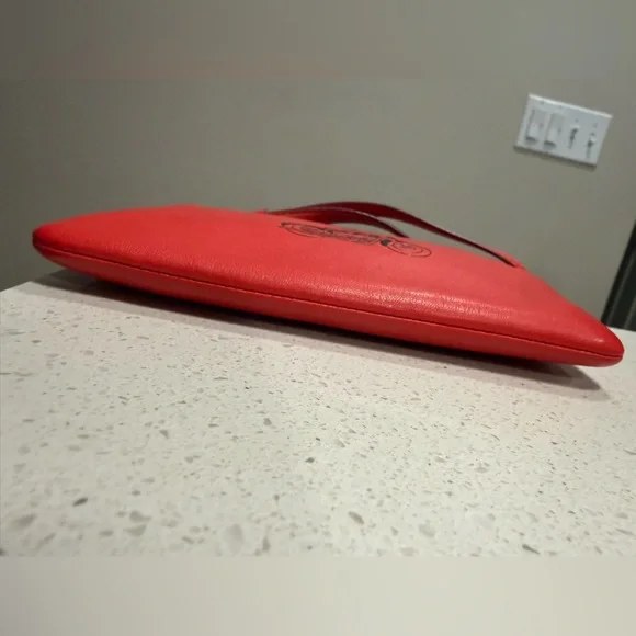 Coach x Disney Mickey on Bike Limited Edition Vibrant Red Leather Wristlet